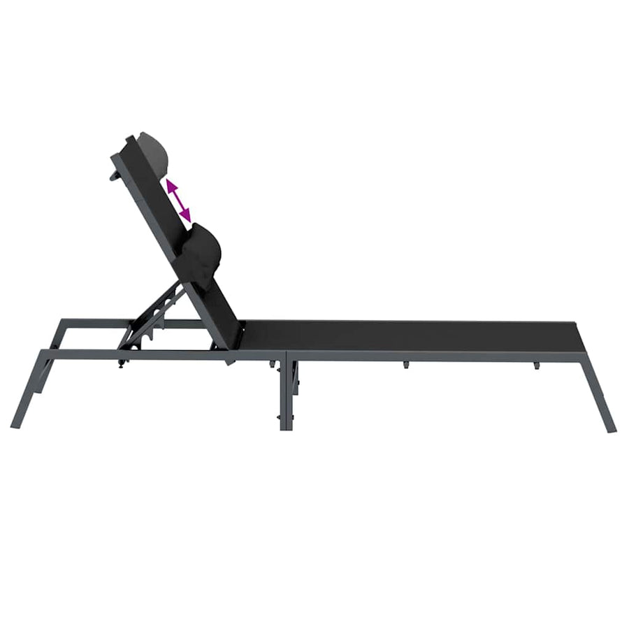 Ligstoel 1-persoon Zwart en Anthraciet 197 x 54 x 86 cm Staal