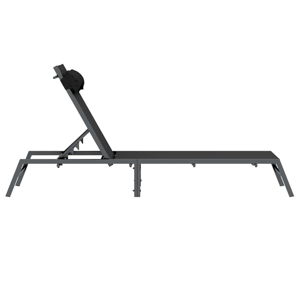 Ligstoel 1-persoon Zwart en Anthraciet 197 x 54 x 86 cm Staal