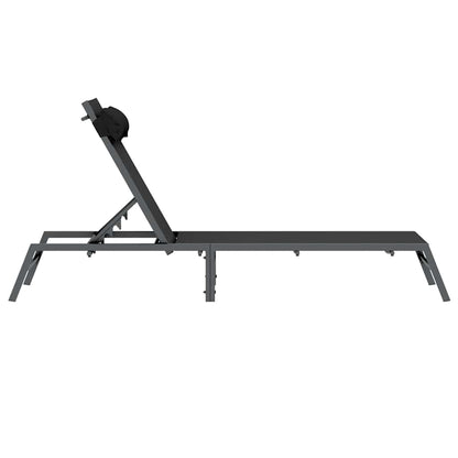 Ligstoel 1-persoon Zwart en Anthraciet 197 x 54 x 86 cm Staal