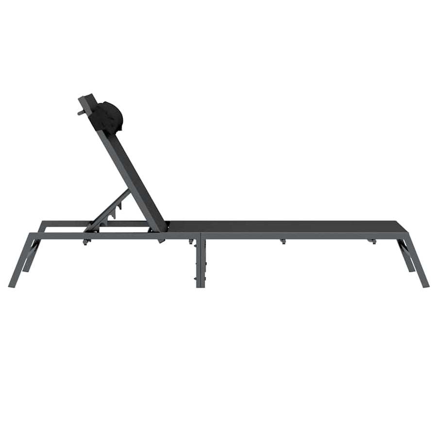 Ligstoel 1-persoon Zwart en Anthraciet 197 x 54 x 86 cm Staal