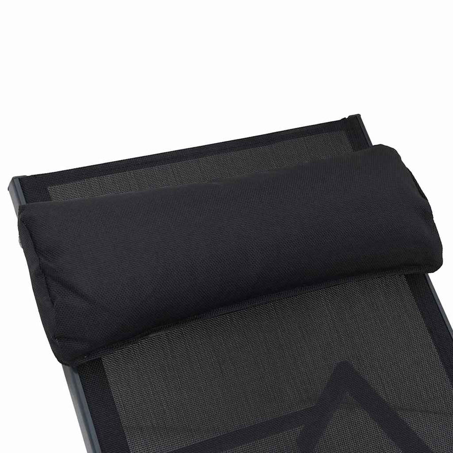 Zonnebedden 2-persoon 3 pcs Zwart en Anthraciet Staal