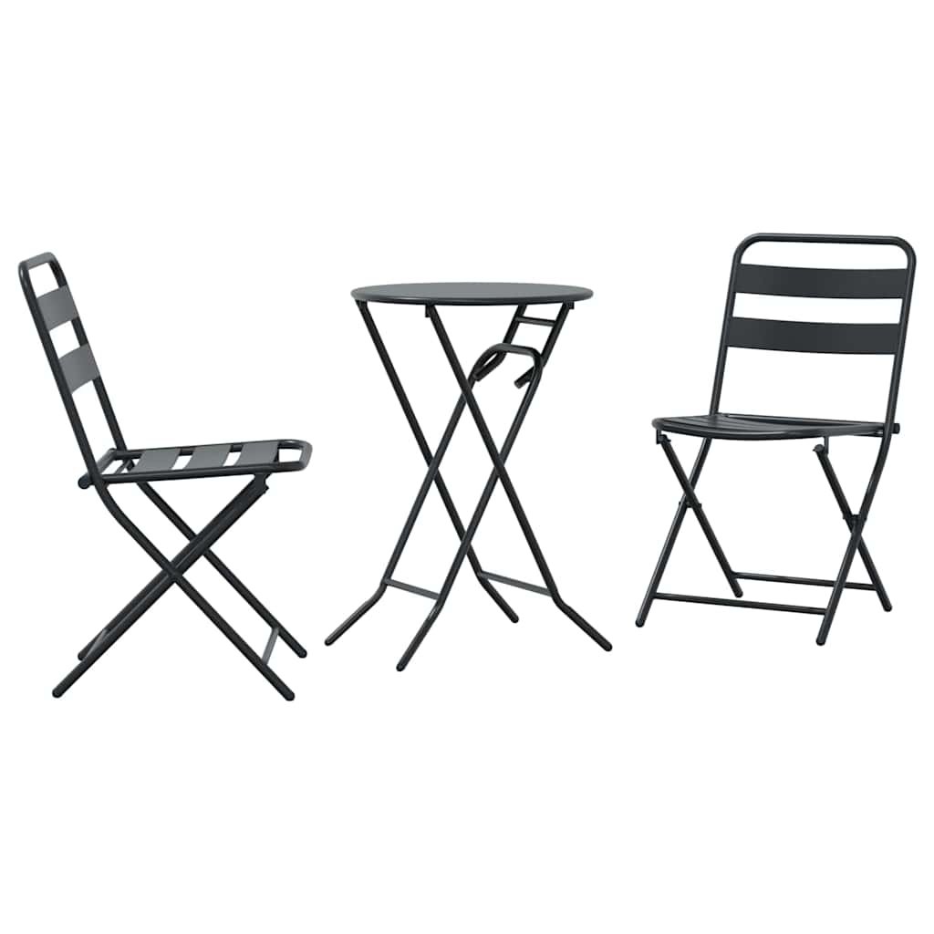 Tuin Bistro Set 3 pcs Antraciet Staal