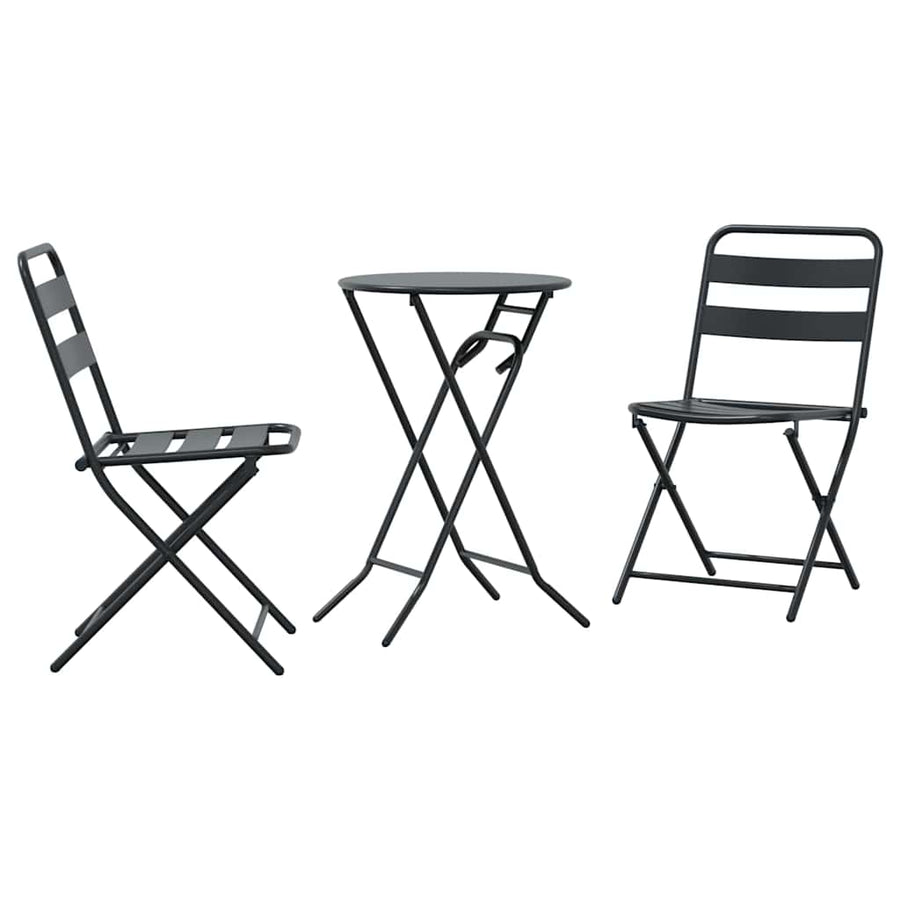 Tuin Bistro Set 3 pcs Antraciet Staal