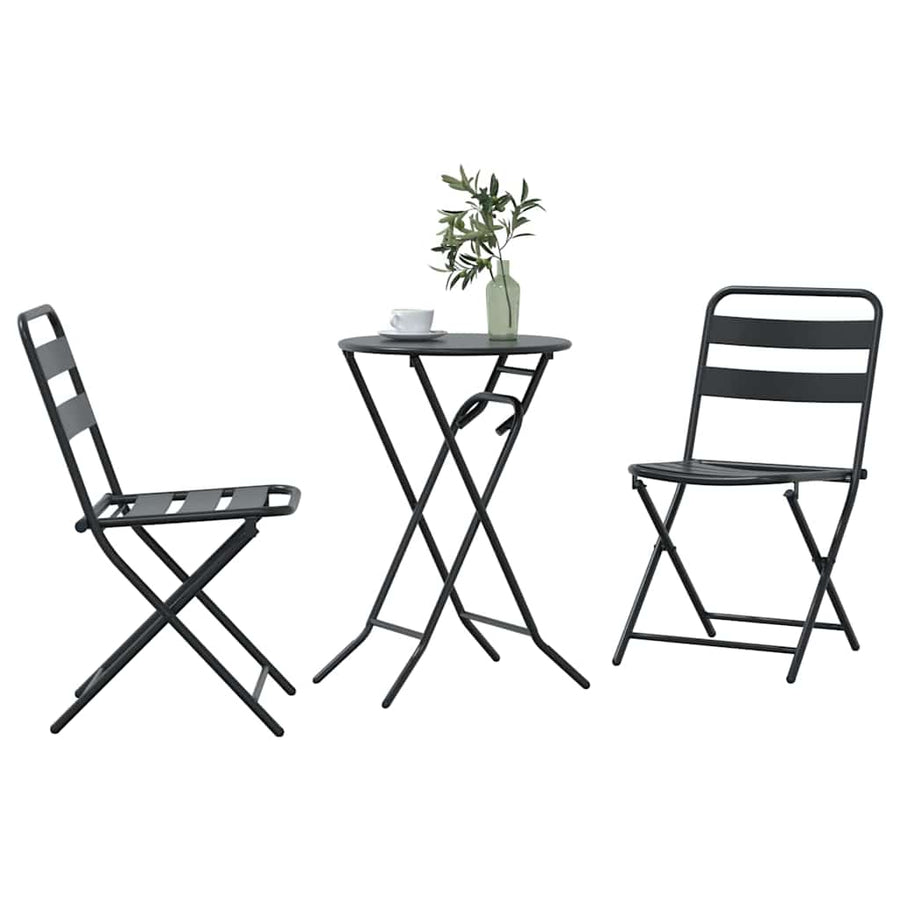Tuin Bistro Set 3 pcs Antraciet Staal