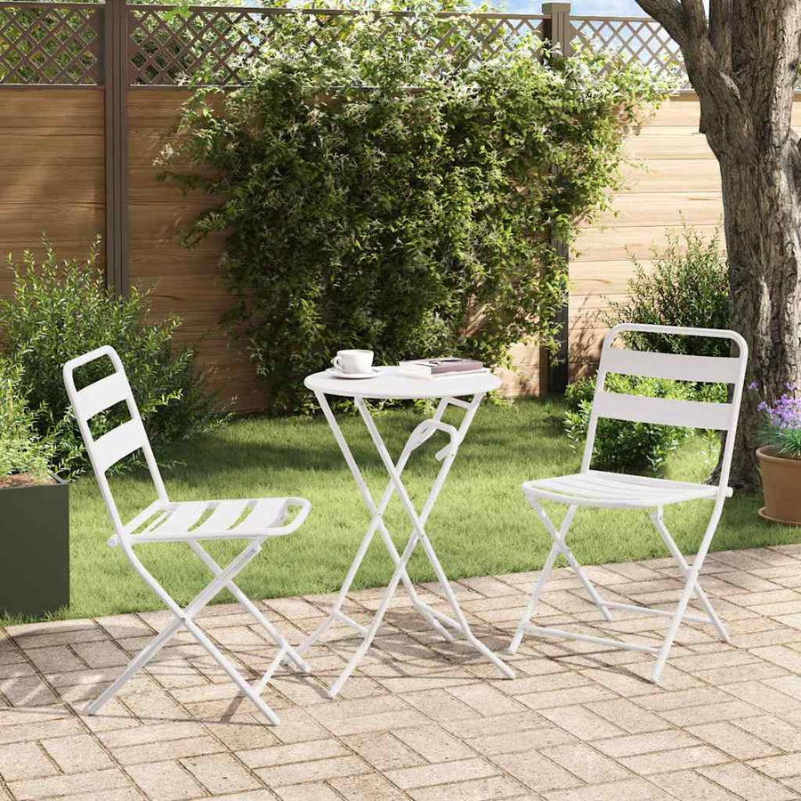Tuin Bistro Set 3 pcs Wit Staal
