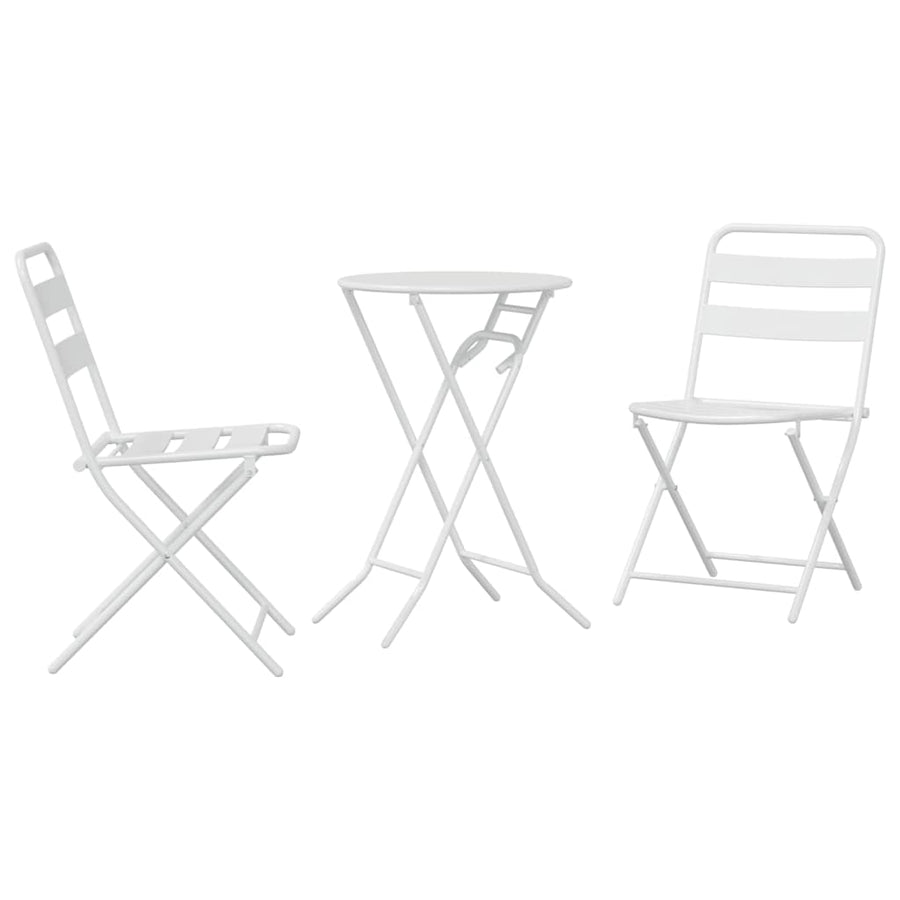 Tuin Bistro Set 3 pcs Wit Staal