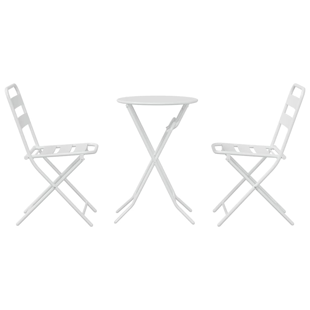 Tuin Bistro Set 3 pcs Wit Staal