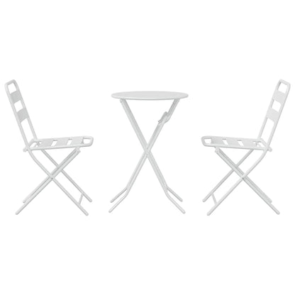 Tuin Bistro Set 3 pcs Wit Staal
