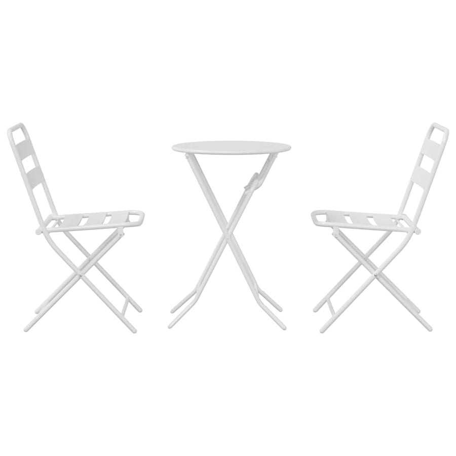 Tuin Bistro Set 3 pcs Wit Staal