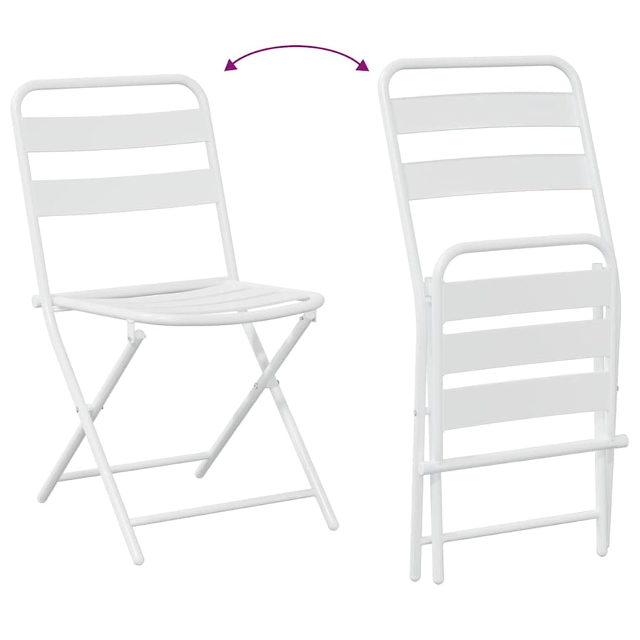 Tuin Bistro Set 3 pcs Wit Staal