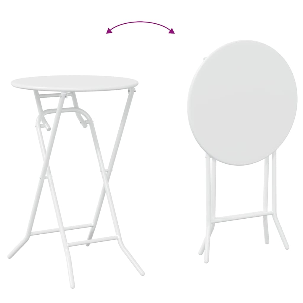 Tuin Bistro Set 3 pcs Wit Staal