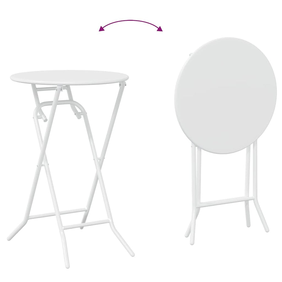 Tuin Bistro Set 3 pcs Wit Staal