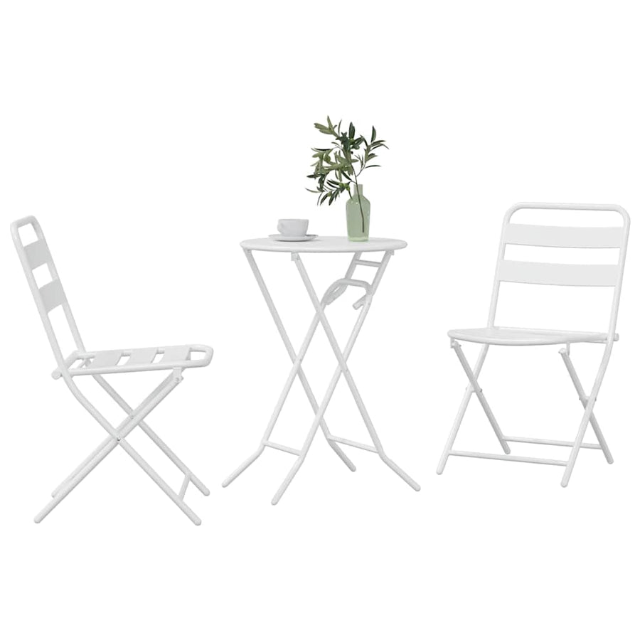 Tuin Bistro Set 3 pcs Wit Staal