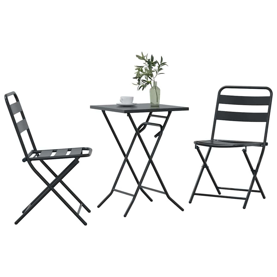 Tuin Bistro Set 3 pcs Antraciet Staal