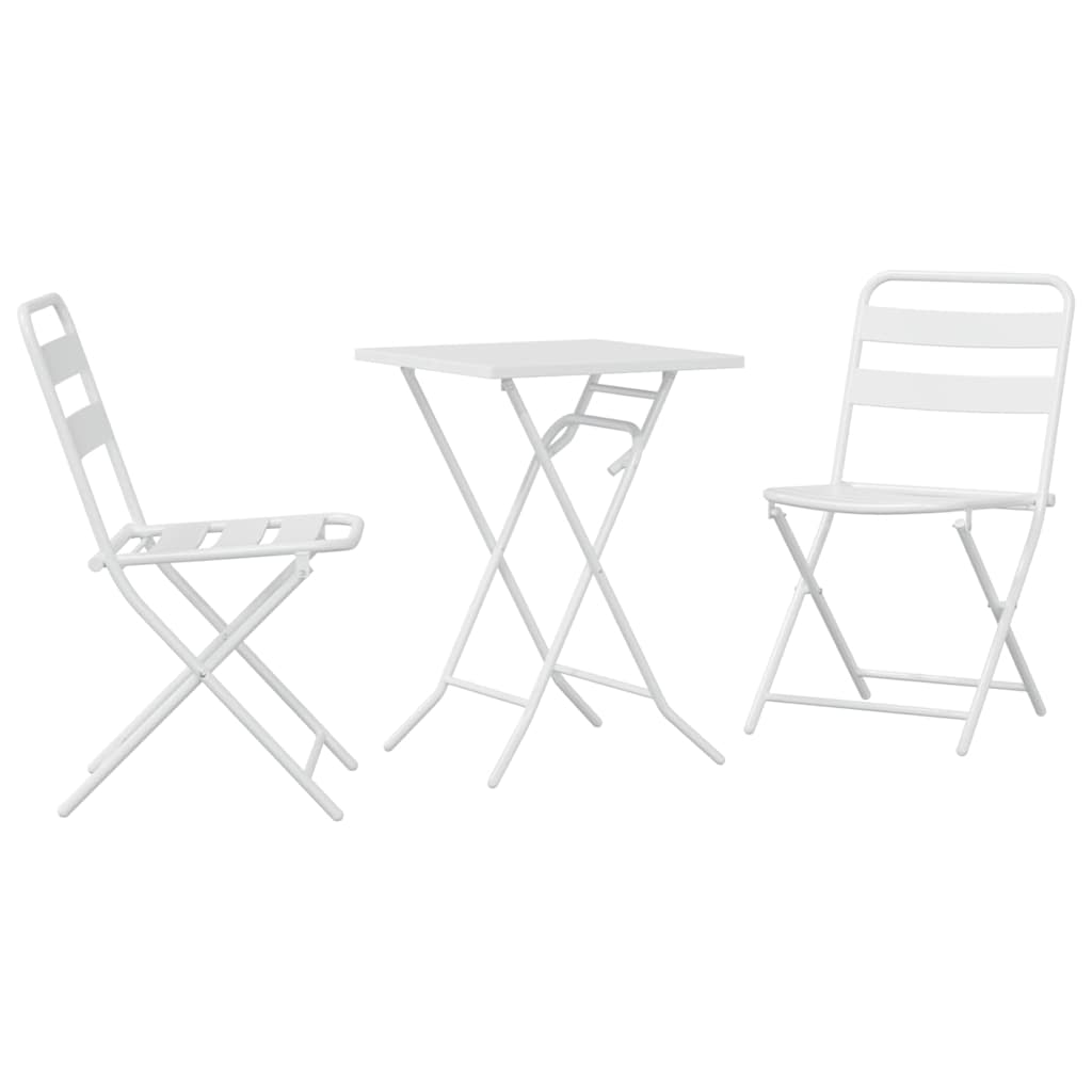 Tuin Bistro Set 3 pcs Wit Staal