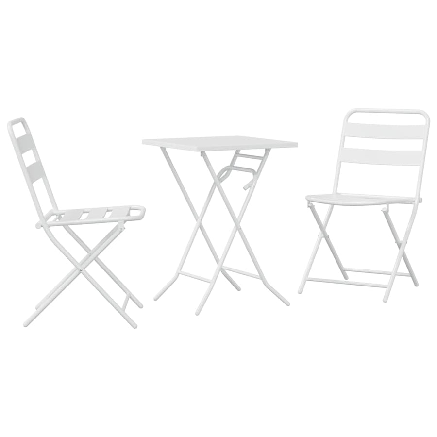 Tuin Bistro Set 3 pcs Wit Staal