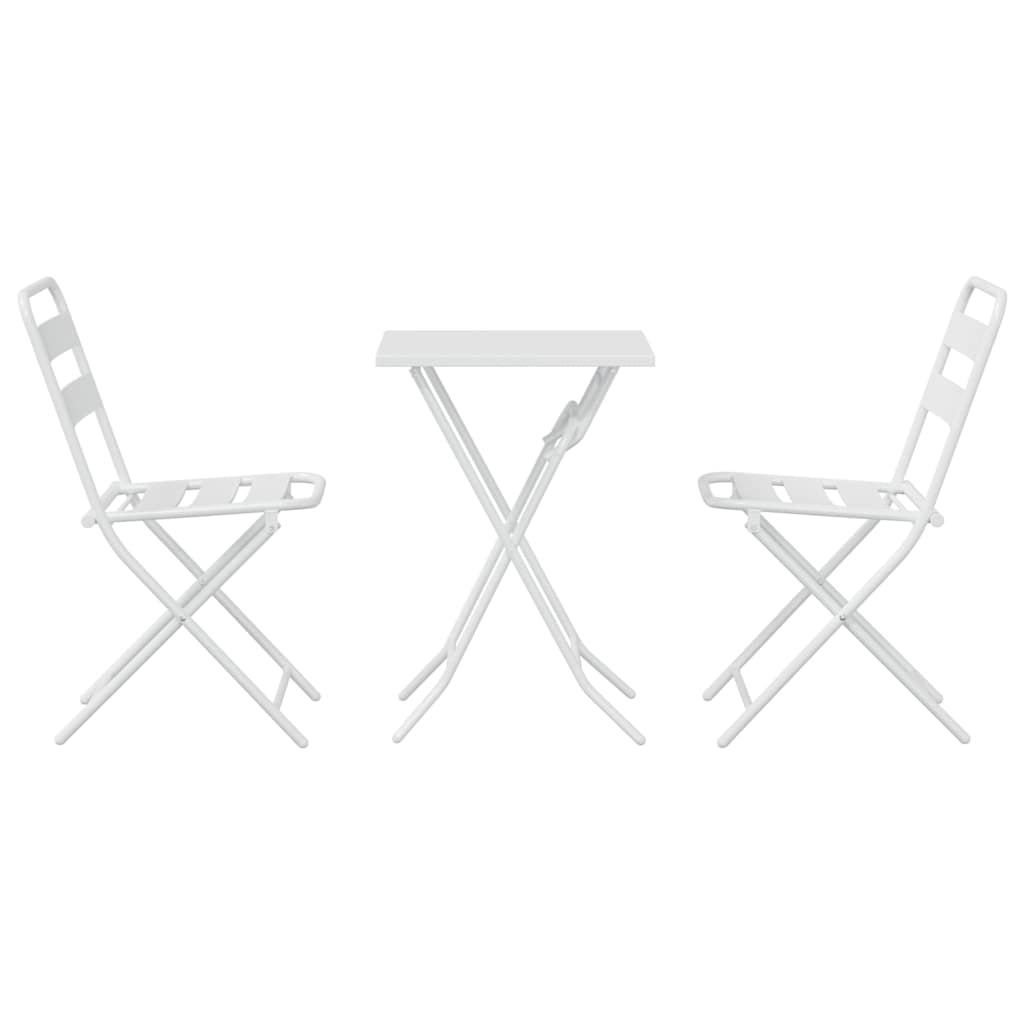 Tuin Bistro Set 3 pcs Wit Staal