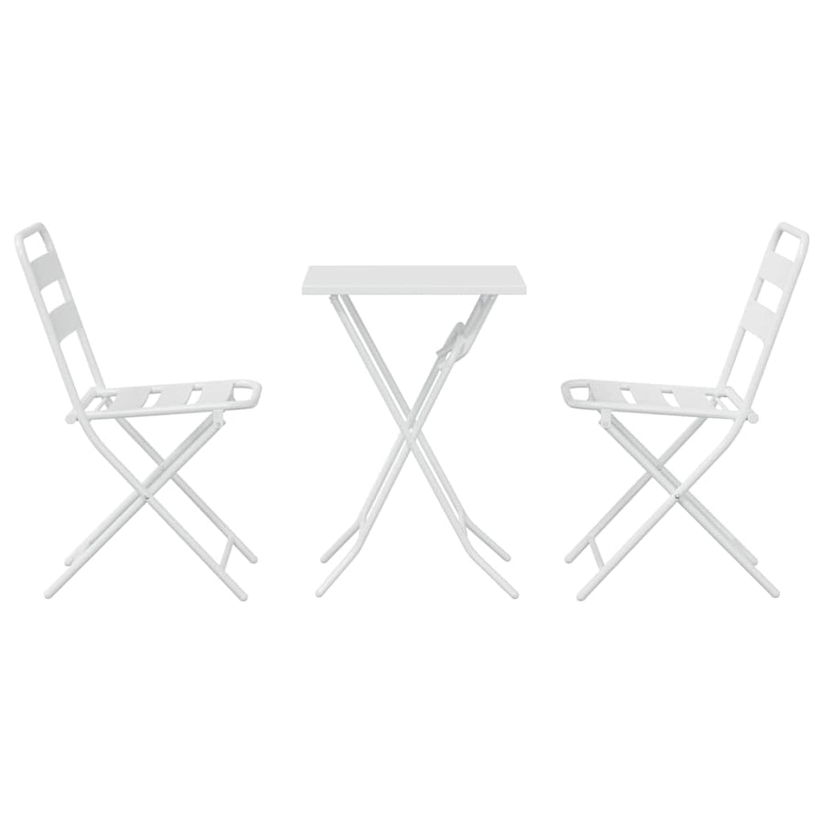 Tuin Bistro Set 3 pcs Wit Staal