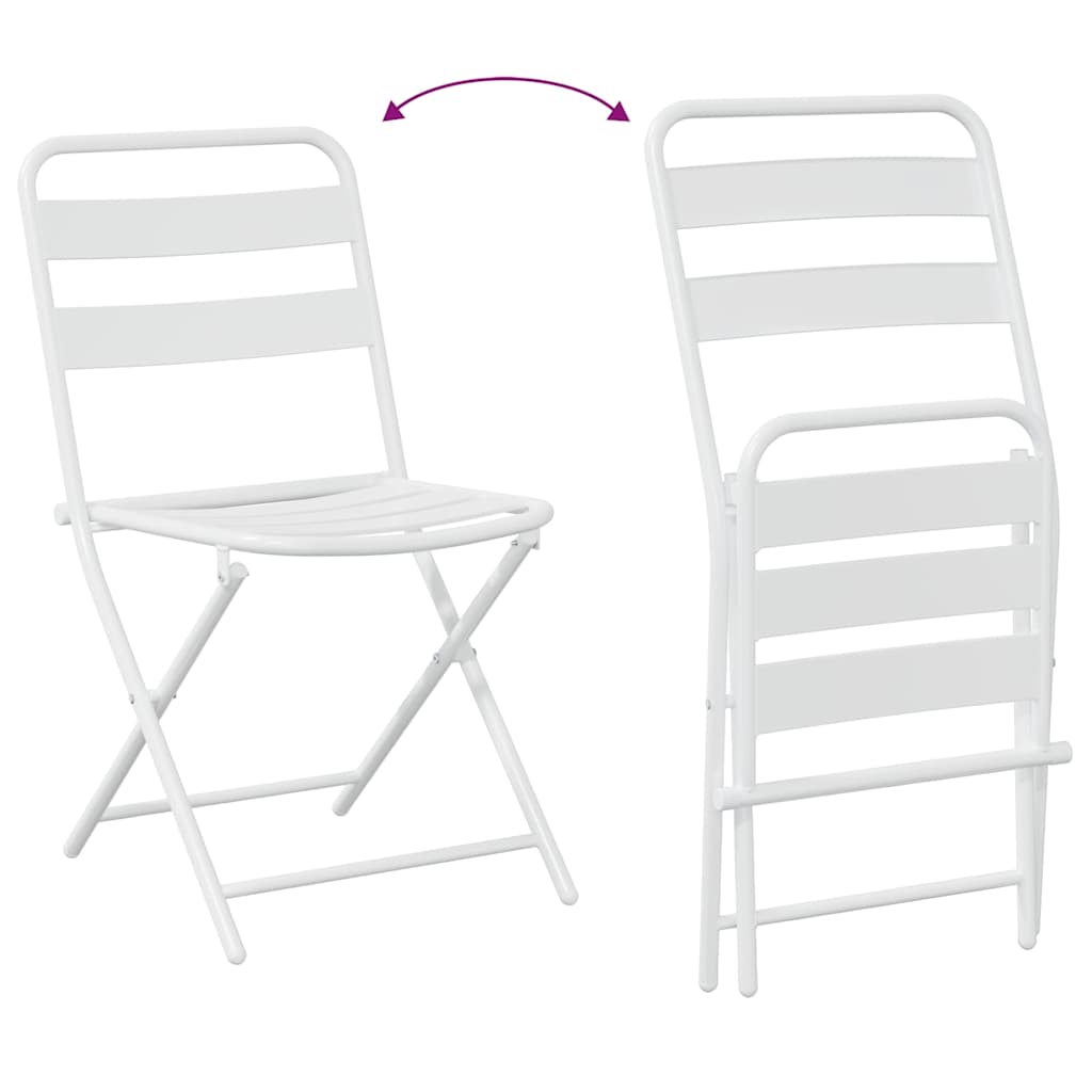 Tuin Bistro Set 3 pcs Wit Staal