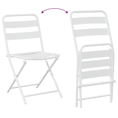 Tuin Bistro Set 3 pcs Wit Staal
