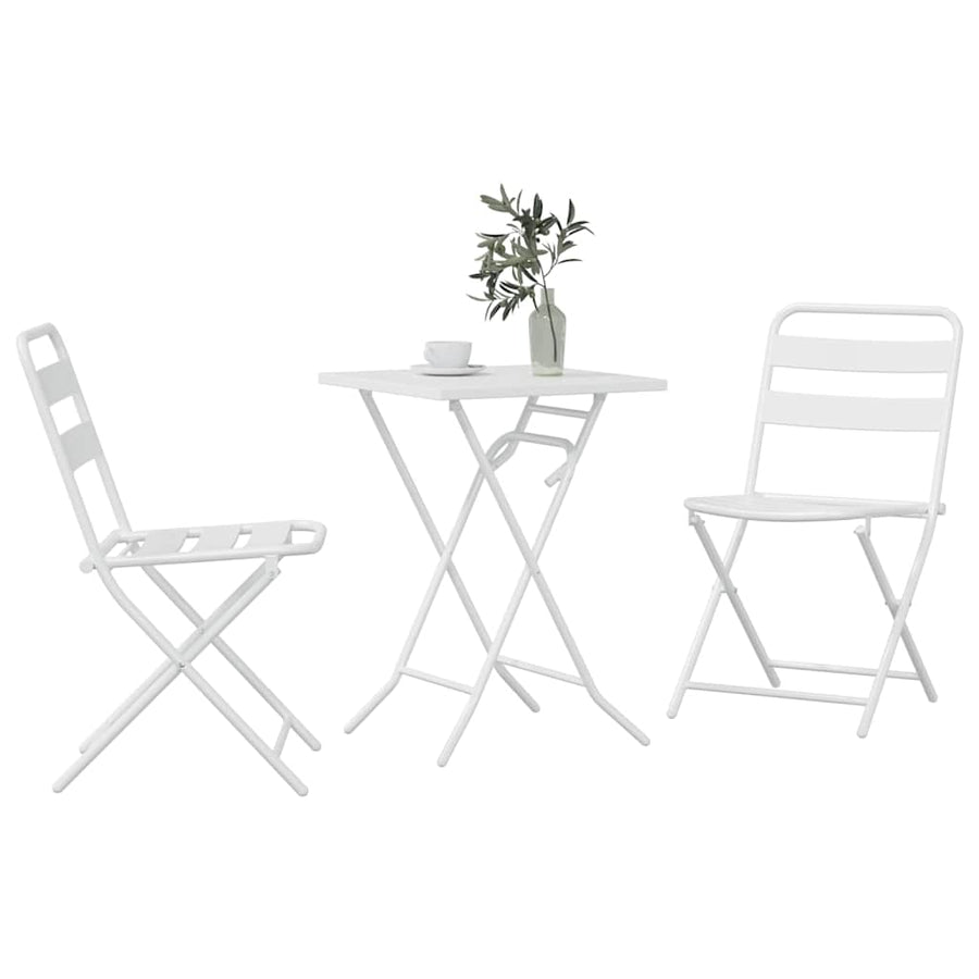 Tuin Bistro Set 3 pcs Wit Staal