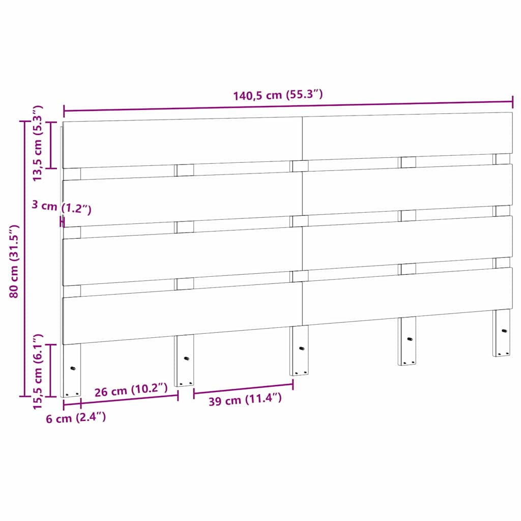Hoofdbord Bruin 140,5 x 3 x 80 cm Massief grenenhout