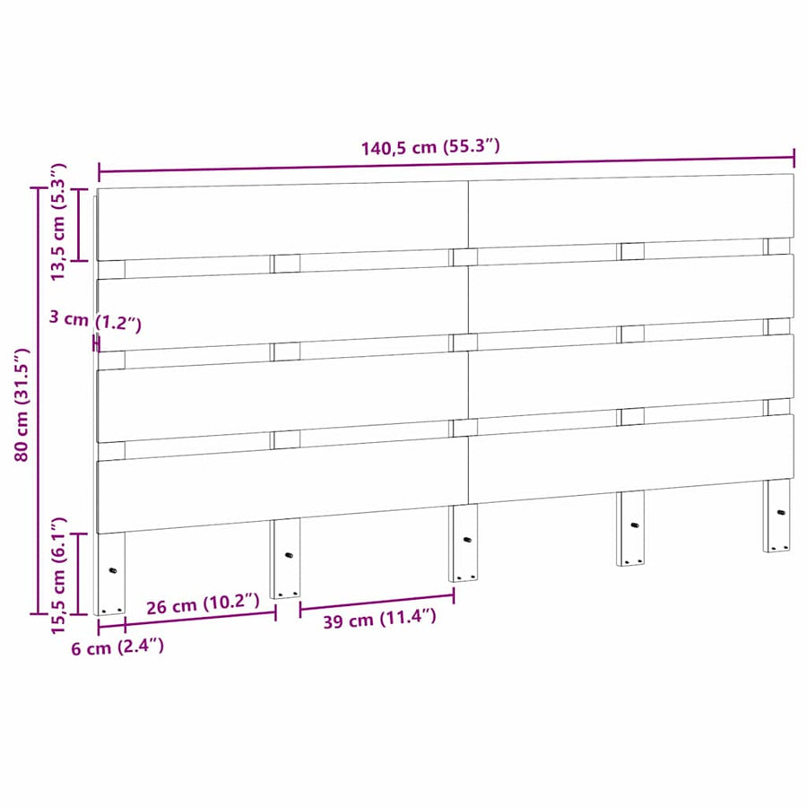 Hoofdbord Bruin 140,5 x 3 x 80 cm Massief grenenhout
