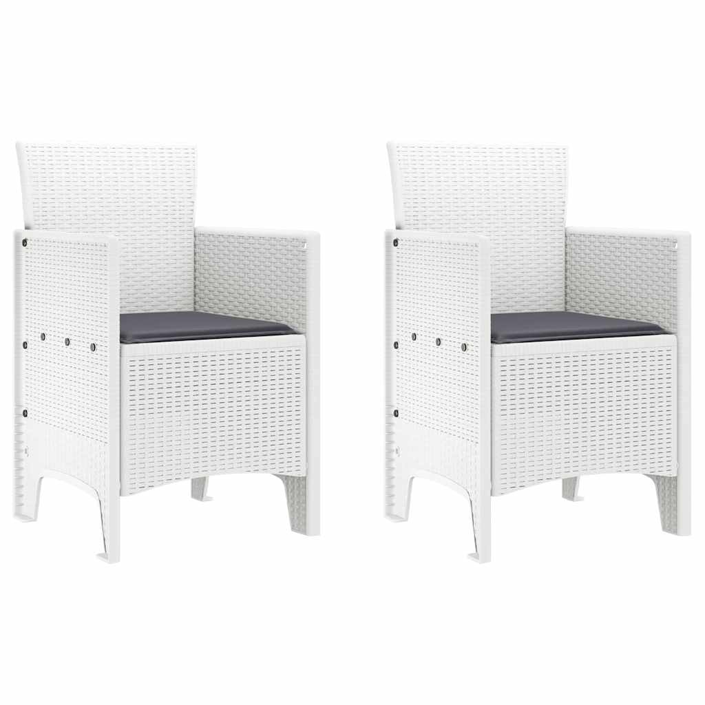 Tuinstoel met kussen 2 pcs Wit 53 x 49 x 85 cm Polypropyleen