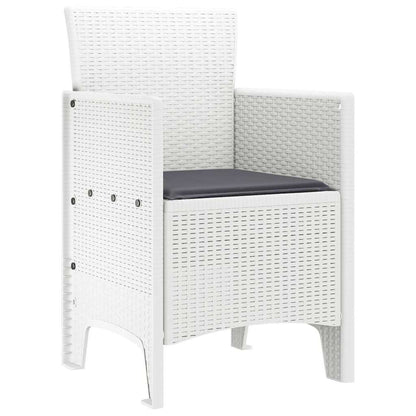 Tuinstoel met kussen 2 pcs Wit 53 x 49 x 85 cm Polypropyleen