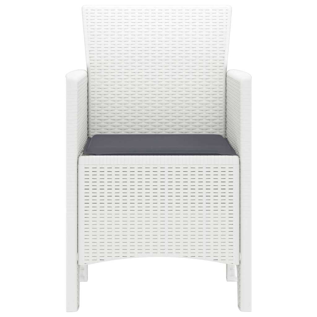 Tuinstoel met kussen 2 pcs Wit 53 x 49 x 85 cm Polypropyleen