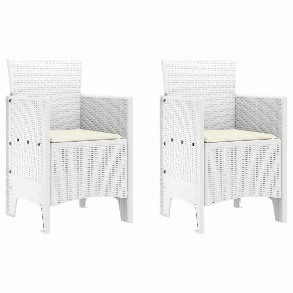Tuinstoel met kussen 2 pcs Wit 53 x 49 x 85 cm Polypropyleen