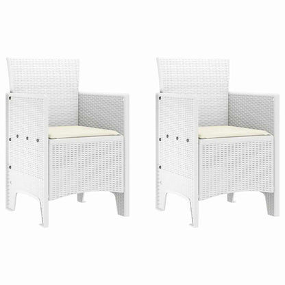 Tuinstoel met kussen 2 pcs Wit 53 x 49 x 85 cm Polypropyleen