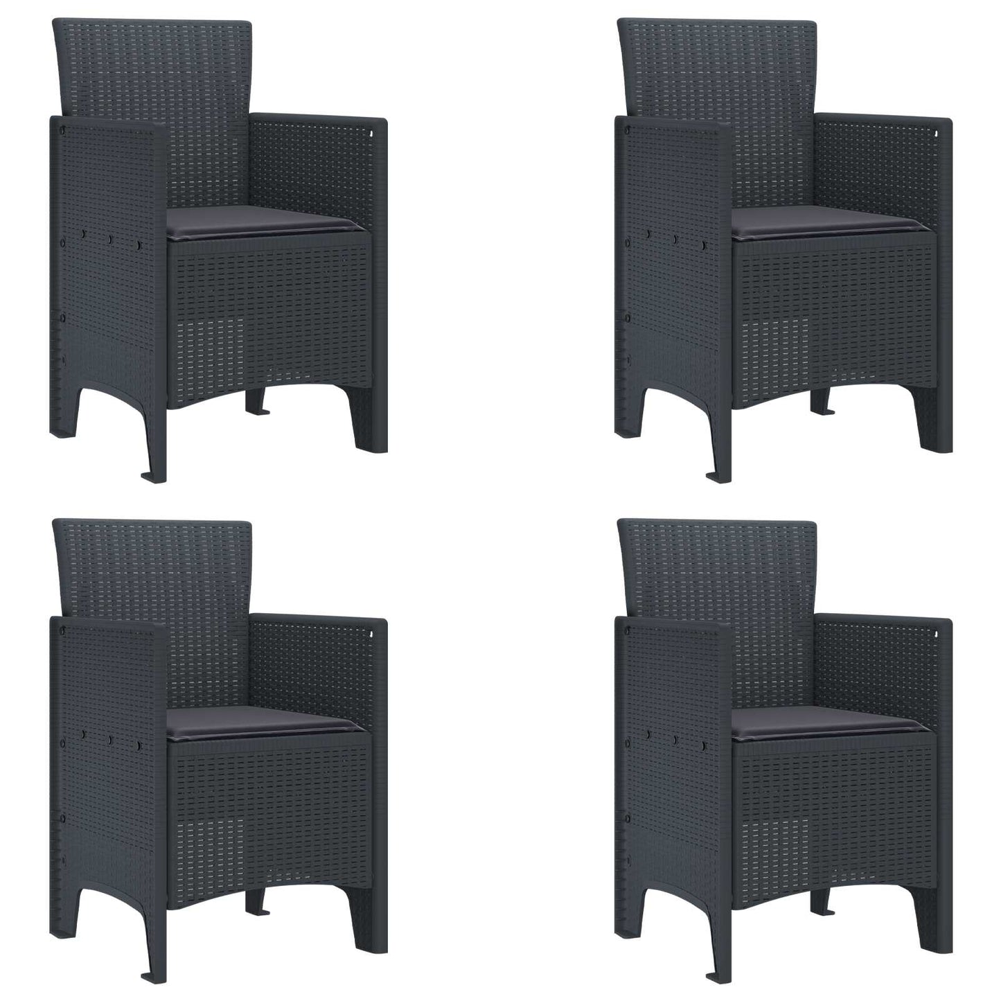 Tuinstoel 4 pcs Antraciet 53 x 49 x 85 cm Polypropyleen
