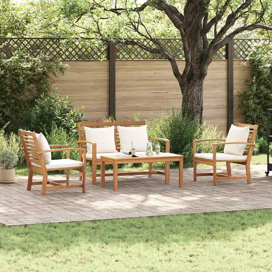 Tuin Sofa Set 4 pcs Naturel Massief teakhout
