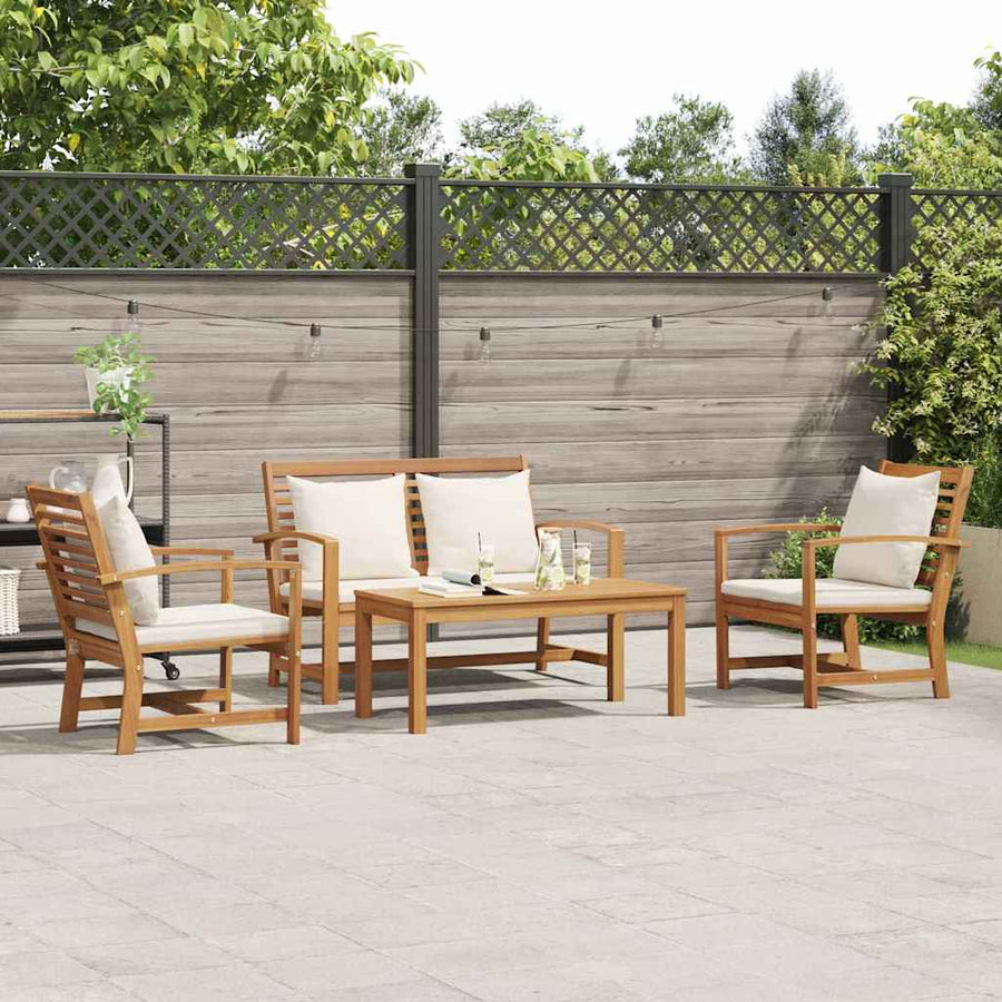 Tuin Sofa Set 4 pcs Naturel Massief teakhout