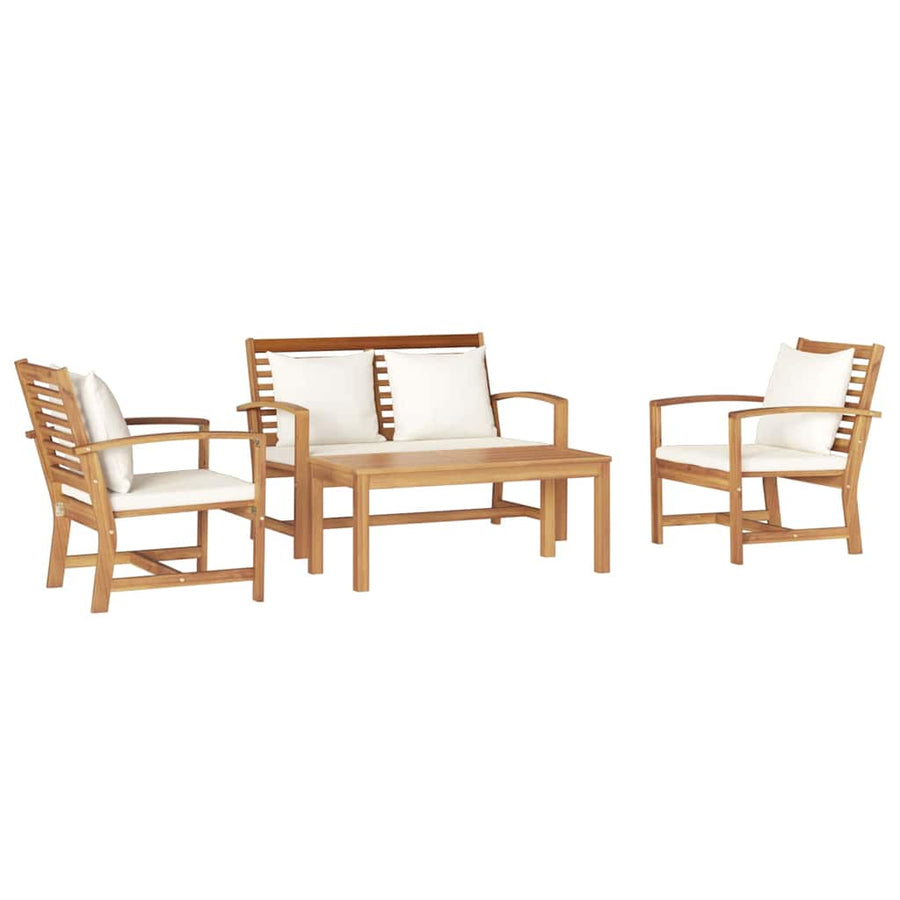 Tuin Sofa Set 4 pcs Naturel Massief teakhout
