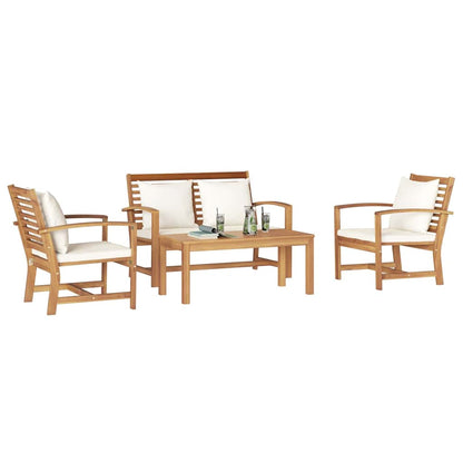 Tuin Sofa Set 4 pcs Naturel Massief teakhout