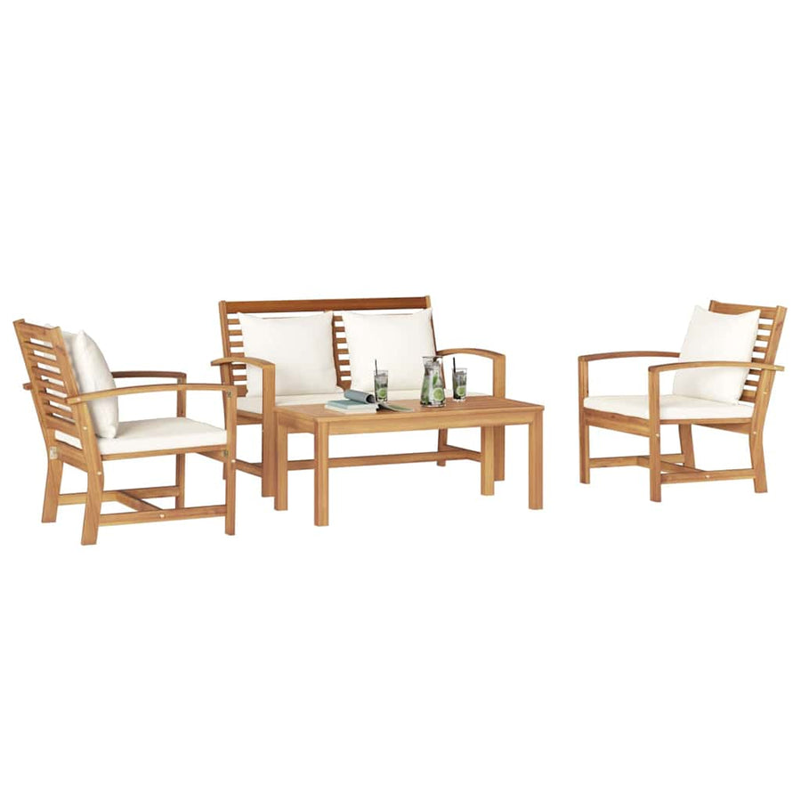Tuin Sofa Set 4 pcs Naturel Massief teakhout