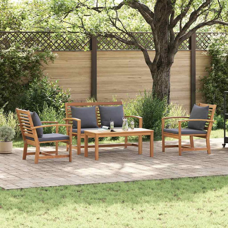 Tuin Sofa Set 4 pcs Naturel Massief teakhout