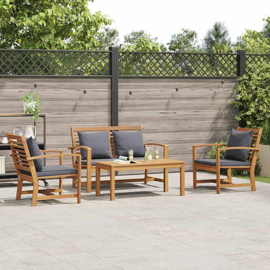 Tuin Sofa Set 4 pcs Naturel Massief teakhout