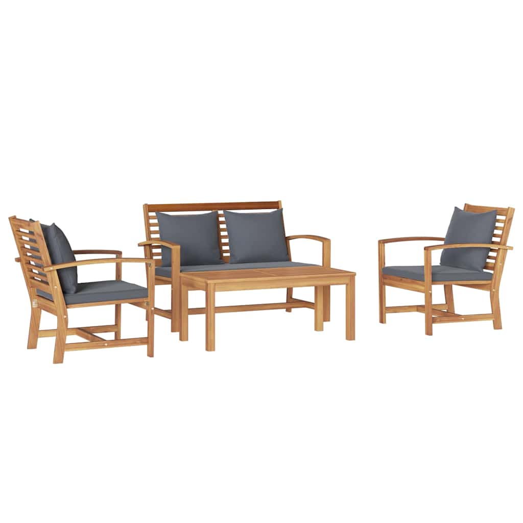 Tuin Sofa Set 4 pcs Naturel Massief teakhout