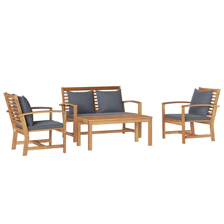 Tuin Sofa Set 4 pcs Naturel Massief teakhout