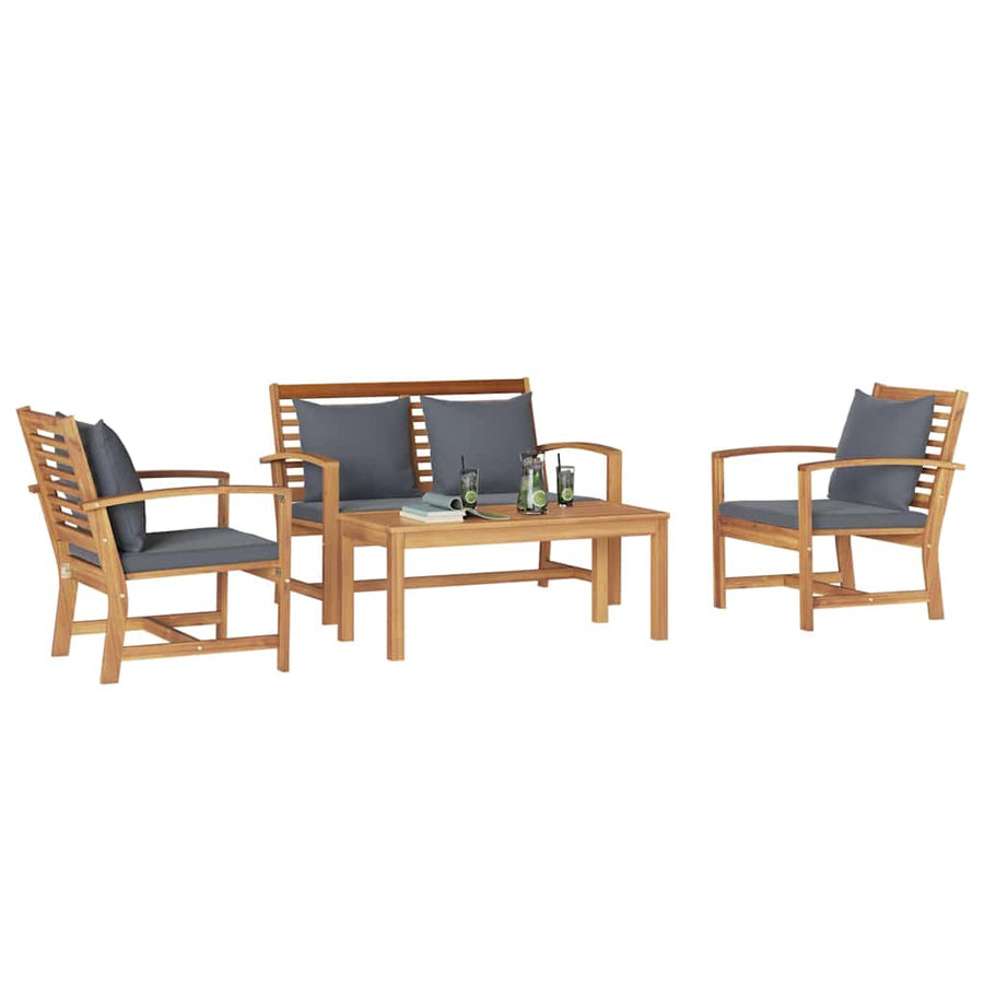 Tuin Sofa Set 4 pcs Naturel Massief teakhout