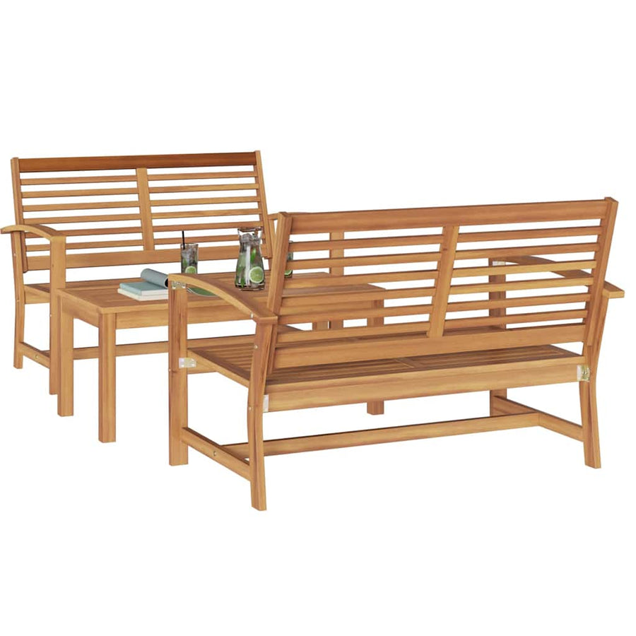 Tuin Sofa Set 3 pcs Naturel Massief teakhout