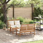 Garden Bench Set 3 pcs Natural Solid Teakwood