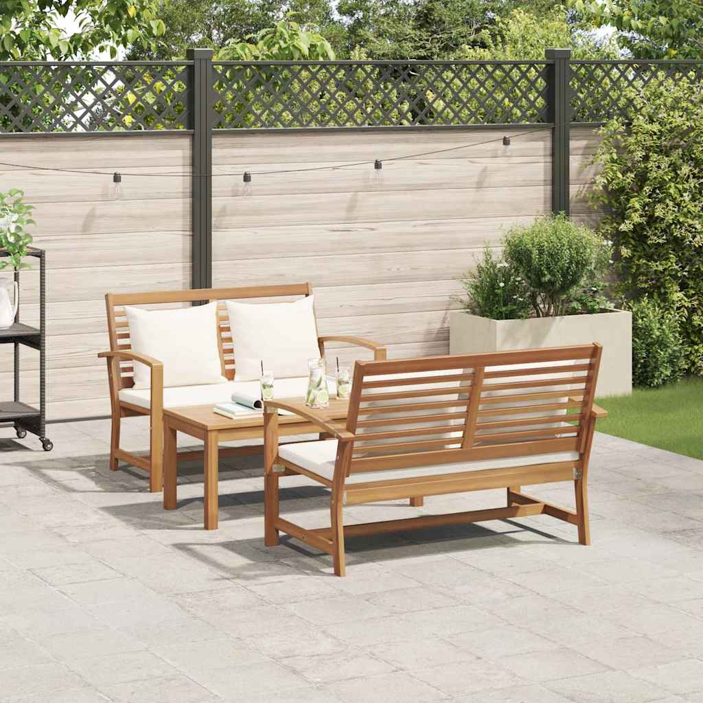 Tuin Sofa Set 3 pcs Naturel Massief teakhout