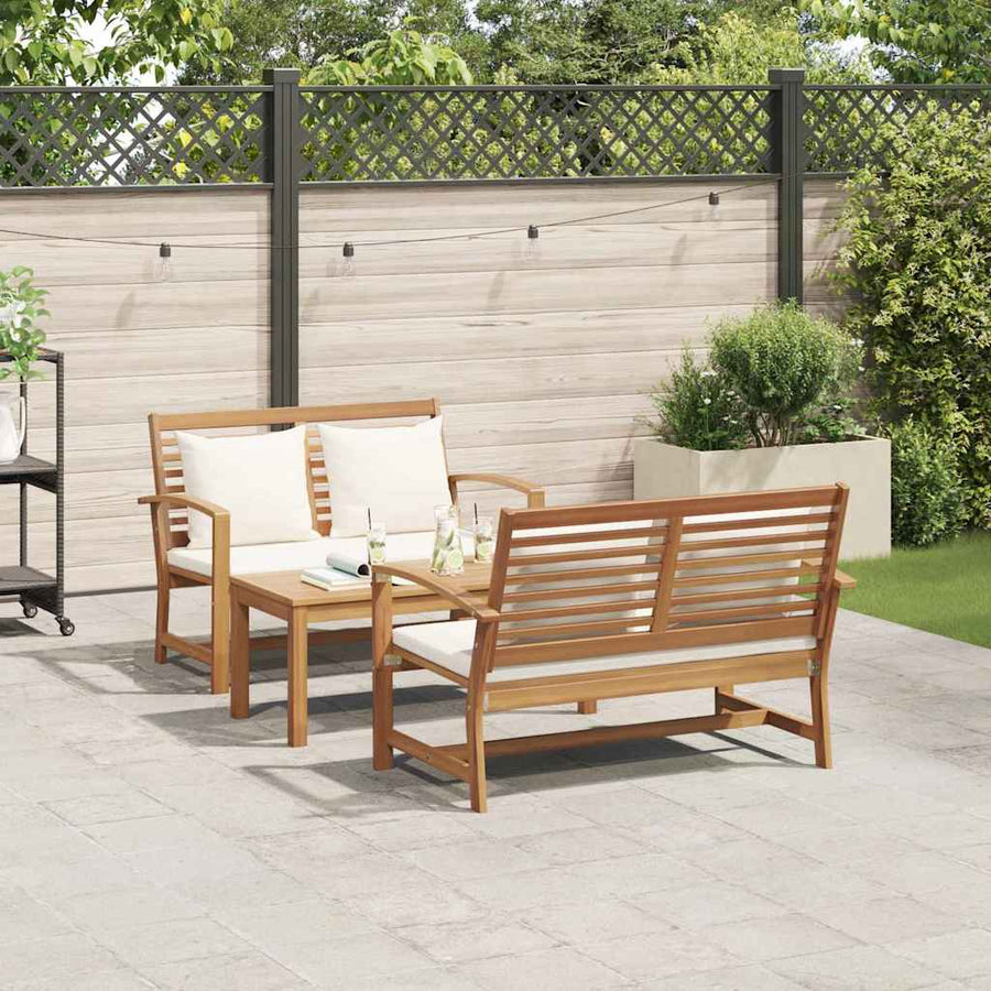 Tuin Sofa Set 3 pcs Naturel Massief teakhout