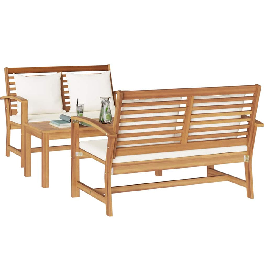 Tuin Sofa Set 3 pcs Naturel Massief teakhout