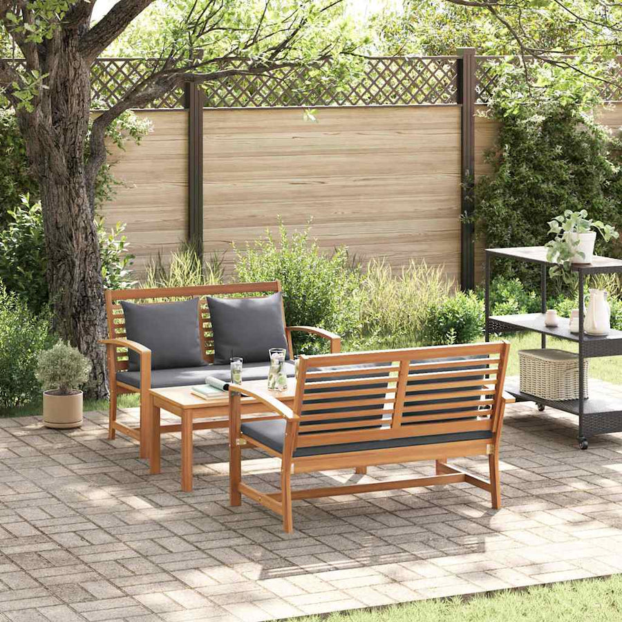 Tuin Sofa Set 3 pcs Naturel Massief teakhout