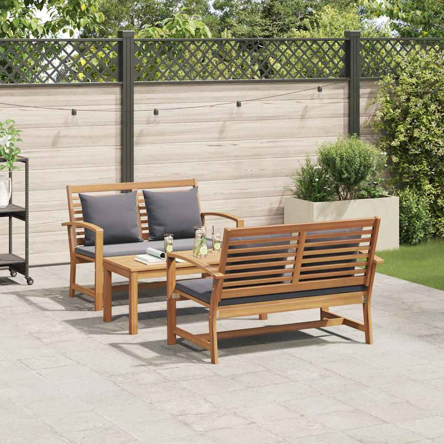 Tuin Sofa Set 3 pcs Naturel Massief teakhout